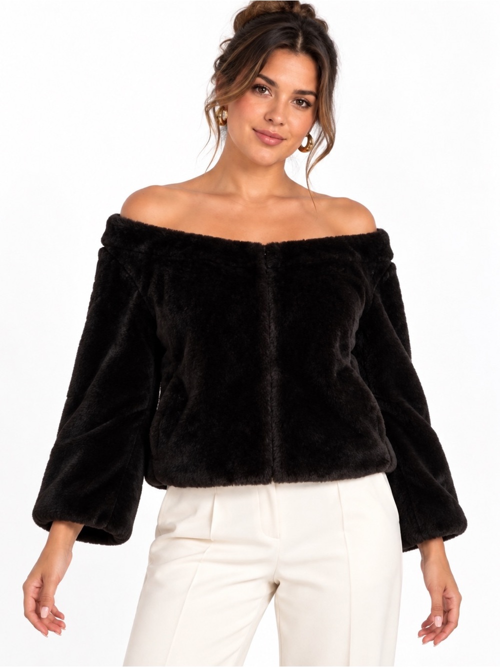 Faux Fur Black Women's jacket  - Cozy Winter Style